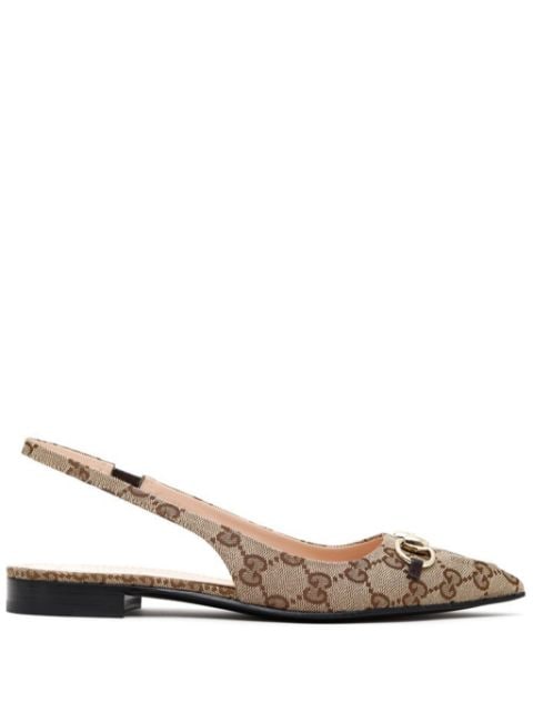 Gucci monogram-print slingback ballerina shoes