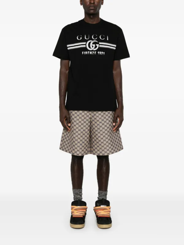 GUCCI ロゴプリント 黒 Tシャツ Gucci GG logo-print Cotton T-shirt | Black | FARFETCH