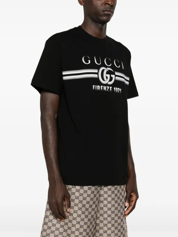Gucci GG logo-print Cotton T-shirt | Black | FARFETCH