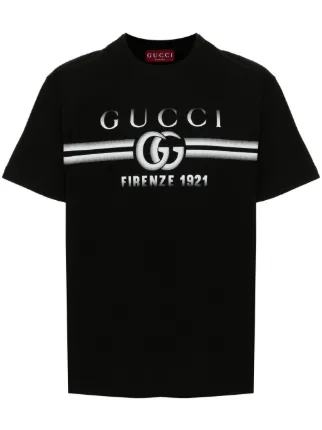 Gucci Gg Logo-Print Cotton T-Shirt | Black | FARFETCH