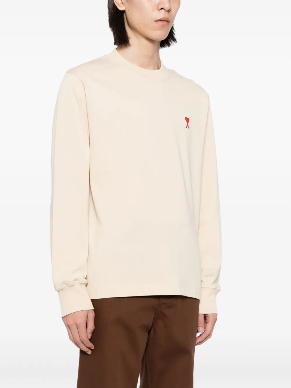 AMI Paris Ami de Coeur katoenen T-shirt Bruin