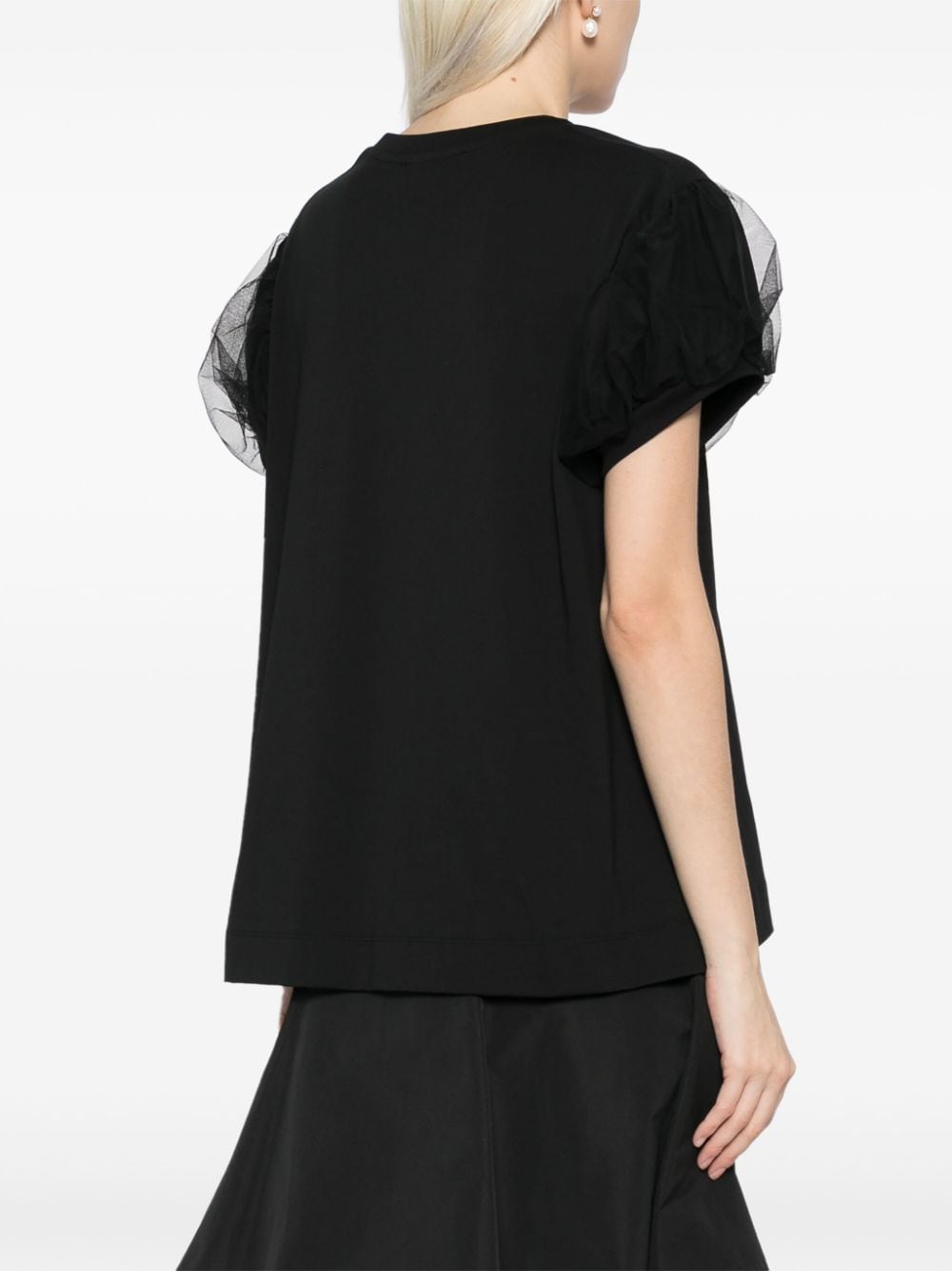 Shop Simone Rocha Puff-sleeve T-shirt In Black