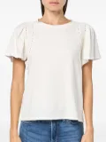 PAIGE Paisley flutter-sleeve eyelet-detail top - White