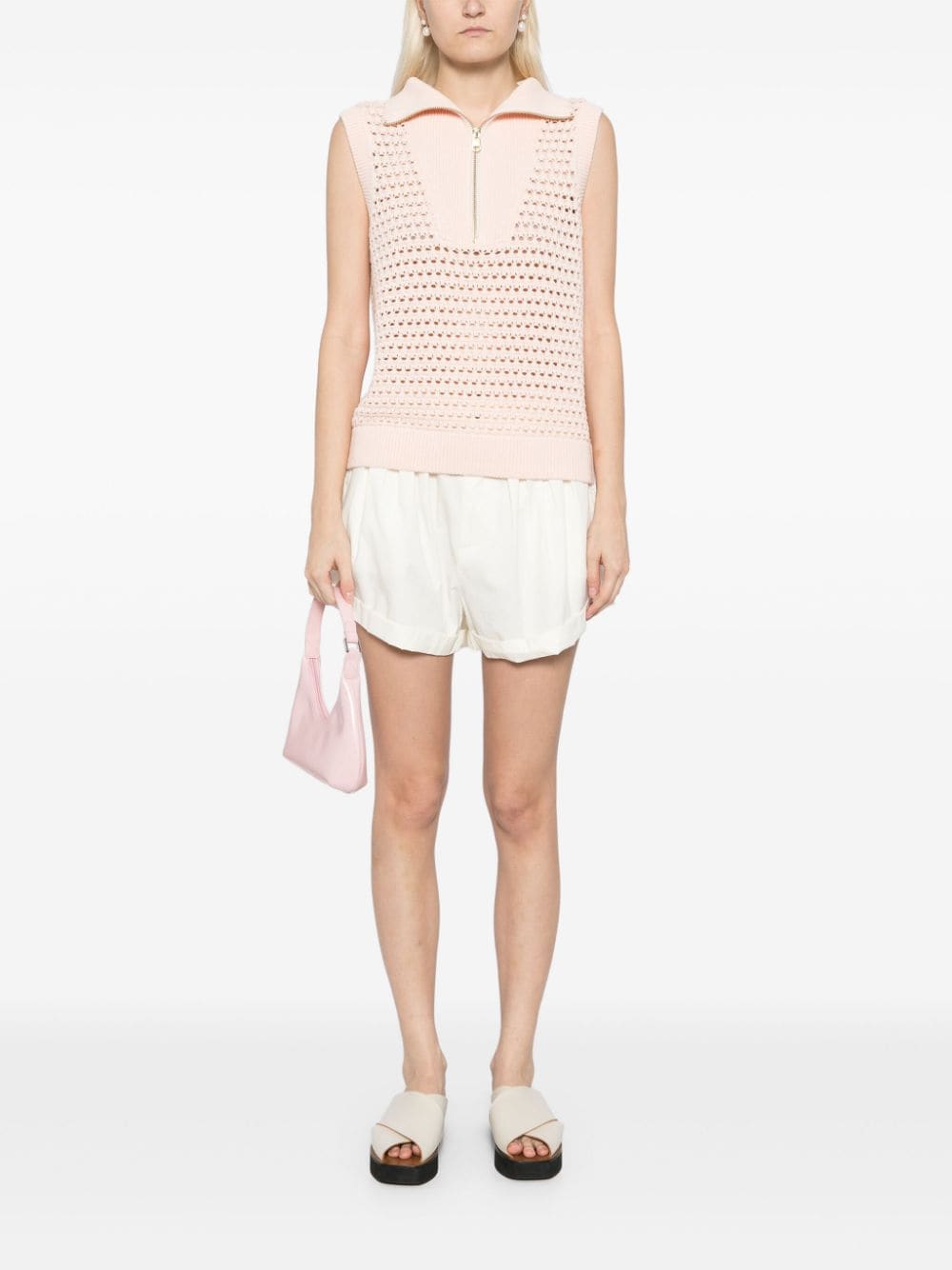 Varley Bains tanktop met halve rits - Roze