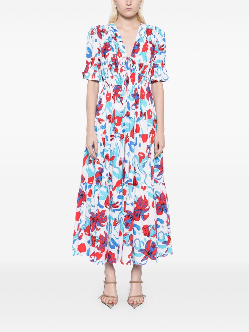 DVF Diane von Furstenberg Avery midi-jurk met bloemenprint - Wit