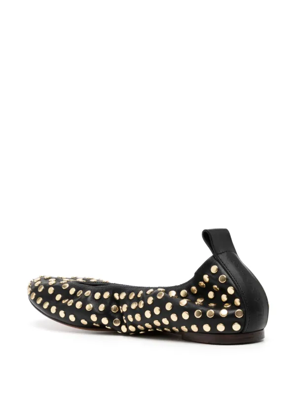 Lanvin stud-detail Leather Ballerina Shoes | Black | FARFETCH