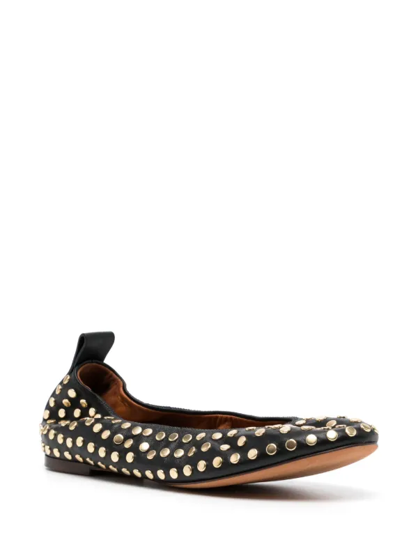 Lanvin stud-detail Leather Ballerina Shoes | Black | FARFETCH