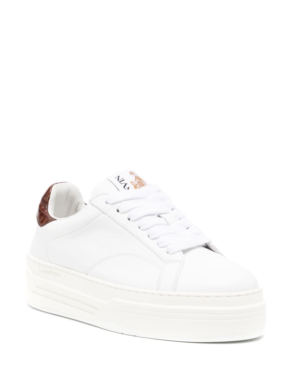 Shop Lanvin Ddb0 Leather Platform Sneakers In White