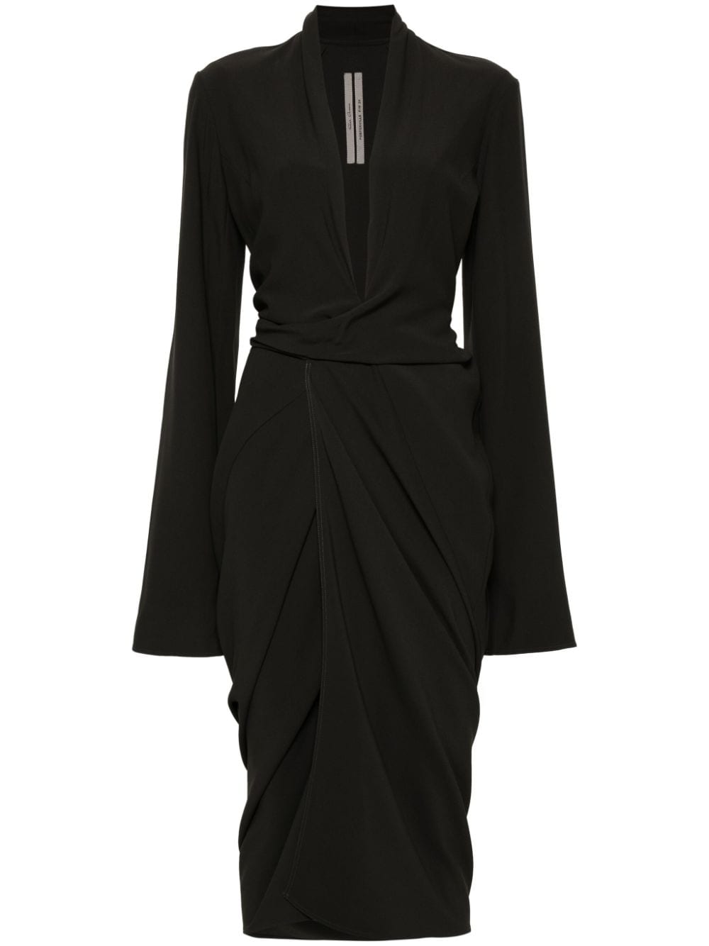 Rick Owens Tie-fastening Crepe Wrap Dress In Green