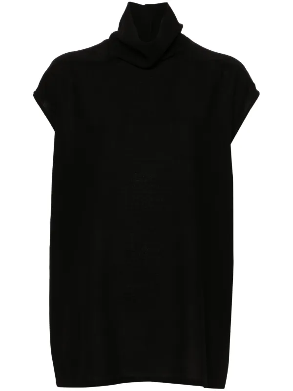 Rick Owens Roll-neck Crepe Top in Black