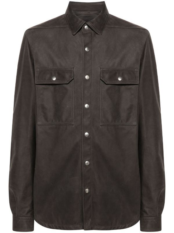 Rick Owens Outershirt レザーシャツジャケット | グレー | FARFETCH JP