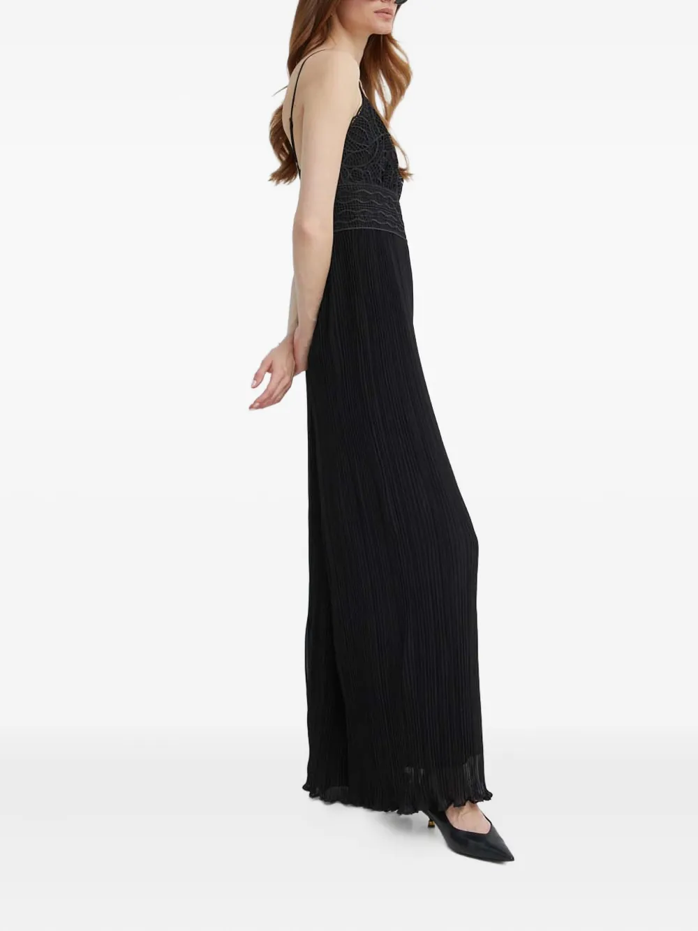 Guess Usa Amiah Lace-detail Jumpsuit In Black