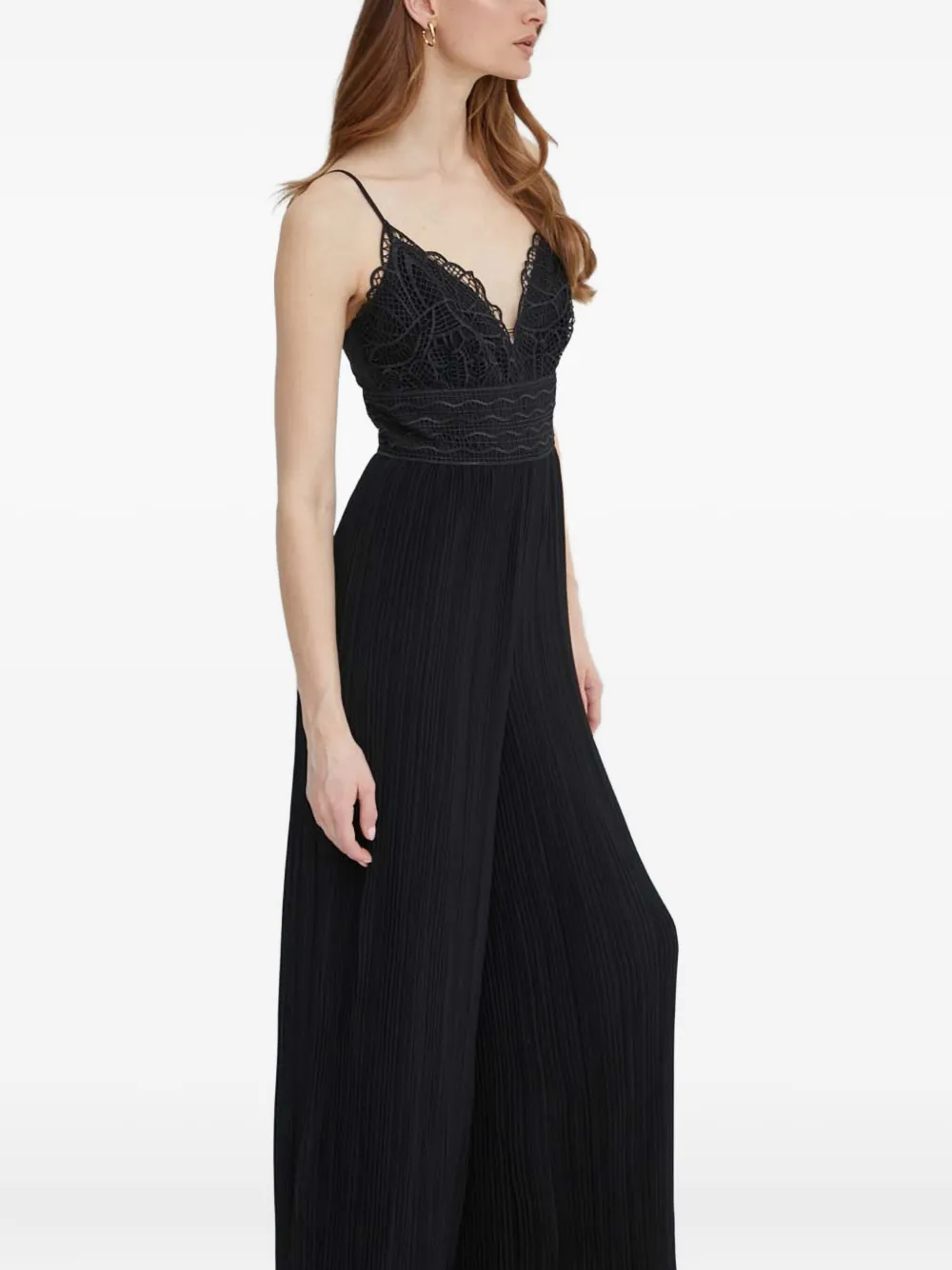 Guess Usa Amiah Lace-detail Jumpsuit In Black