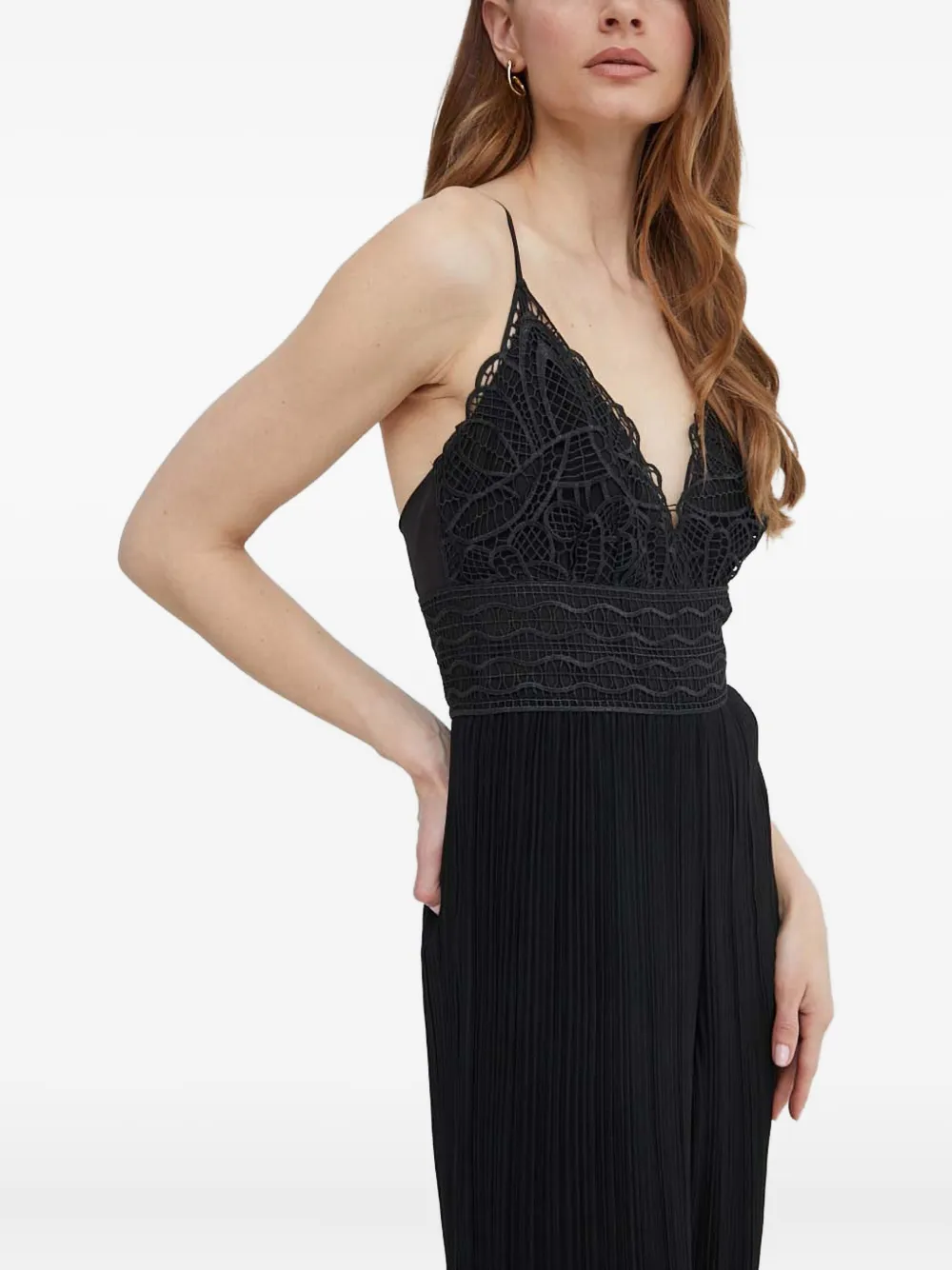 Guess Usa Amiah Lace-detail Jumpsuit In Black