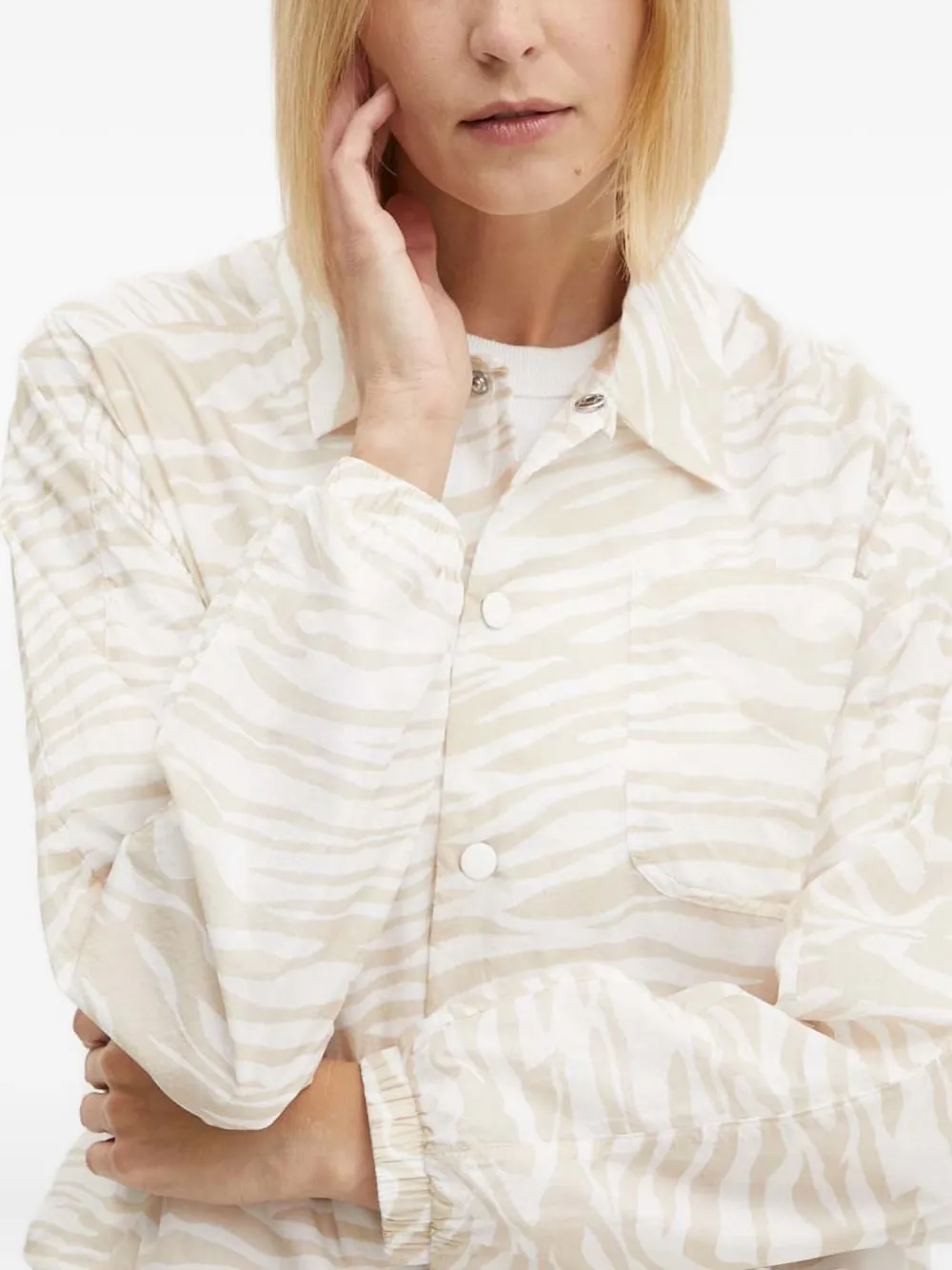 Guess Usa Zebra-pattern Shirt Jacket In Neutral