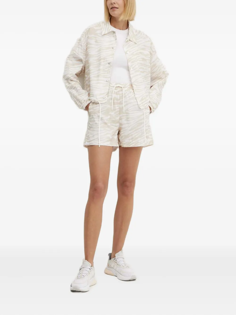 Guess Usa Zebra-pattern Shirt Jacket In Neutral