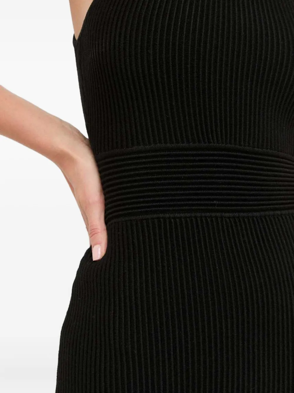 Guess Usa Halterneck Ribbed-knit Mini Dress In Black