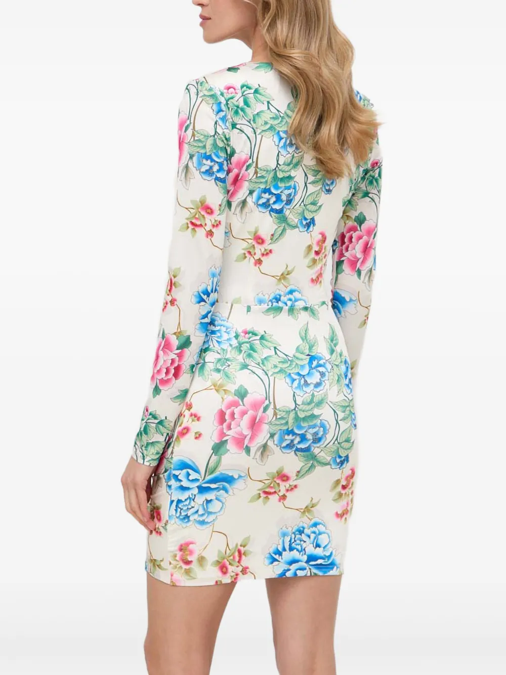 Guess Usa Floral-print Wrap Mini Dress In White