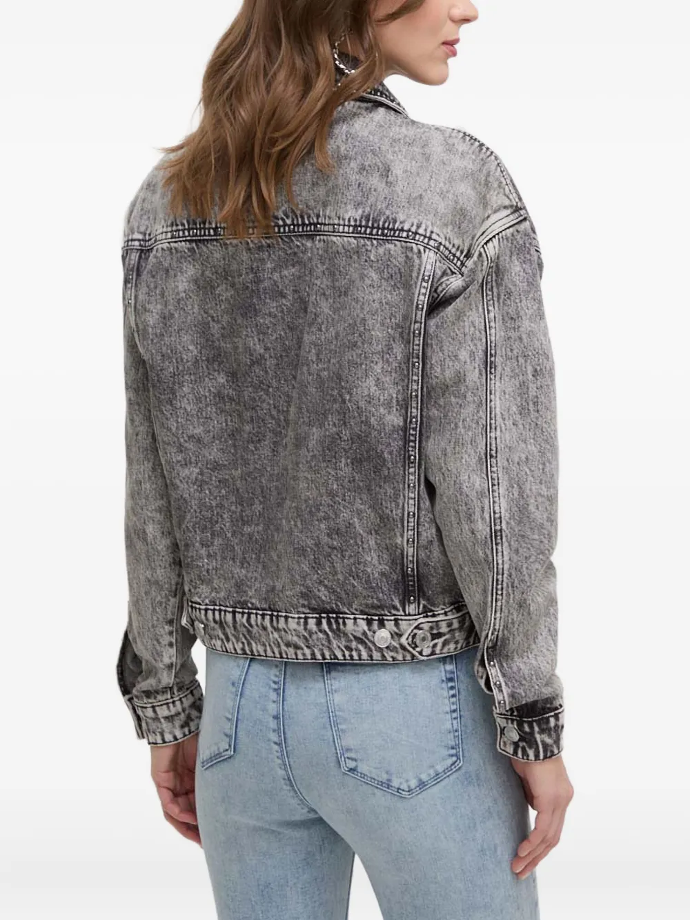 Guess Usa Faded-effect Denim Jacket In Gray