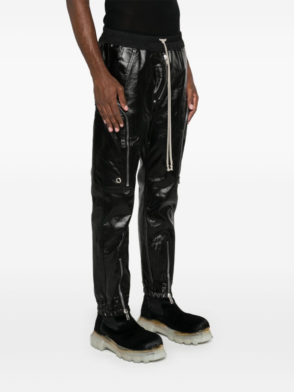 Shop Rick Owens Bauhaus Leather Cargo Pants In 黑色