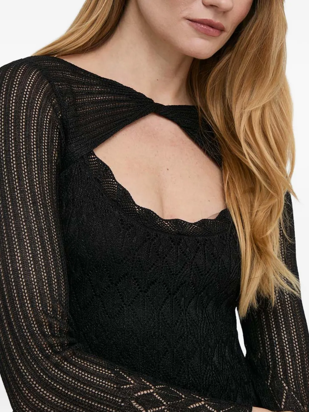 Guess Usa Cut-out Long-sleeve Mini Dress In Black