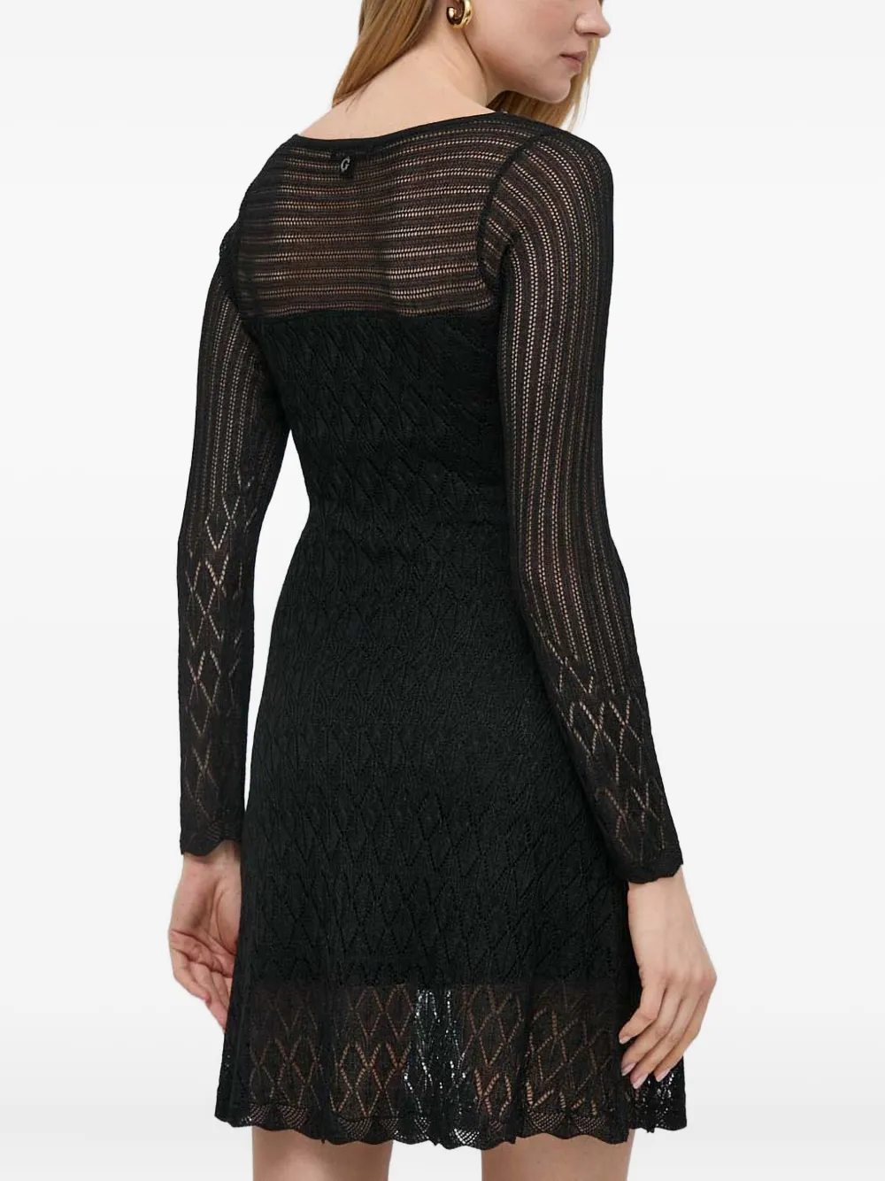 Guess Usa Cut-out Long-sleeve Mini Dress In Black