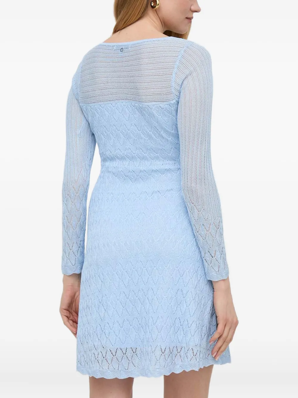 Guess Usa Cut-out Knitted Mini Dress In Blue