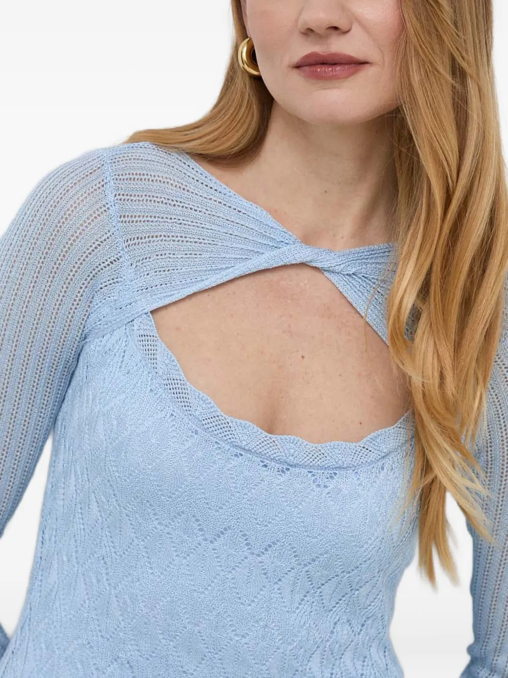 Guess Usa Cut-out Knitted Mini Dress In Blue