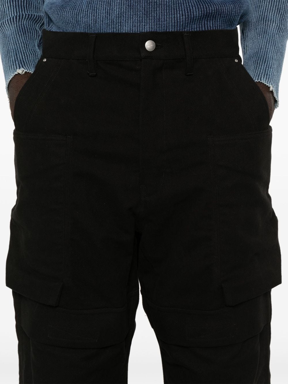 Shop Rick Owens Stefan Cotton Cargo Trousers In Schwarz