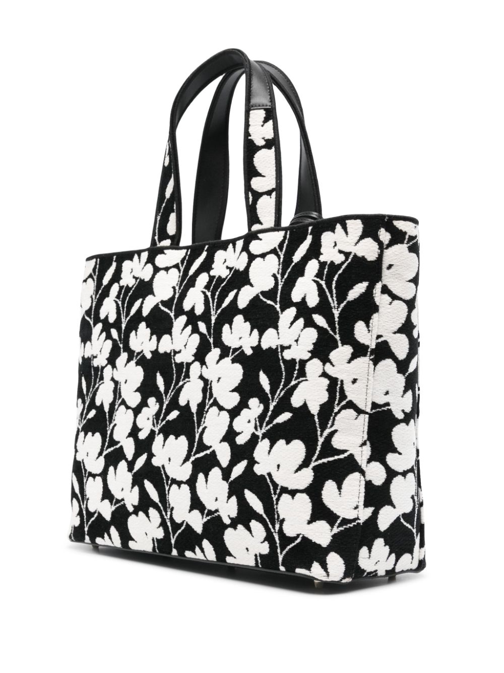 Shop Furla Floral-pattern Tote Bag In Black