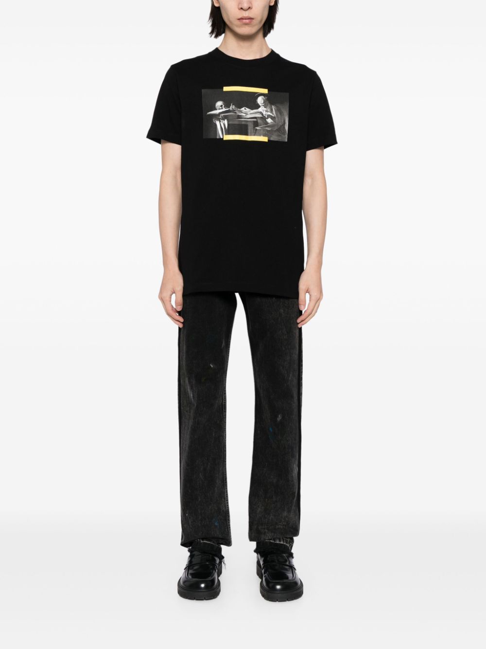 Off-White Katoenen T-shirt met grafische print - Zwart