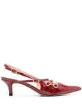 TWINSET 50mm buckled-straps patent pumps - Red