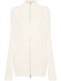 Y's zip-up ribbed-knit cardigan - White