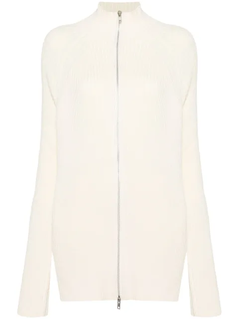Y's zip-up ribbed-knit cardigan 