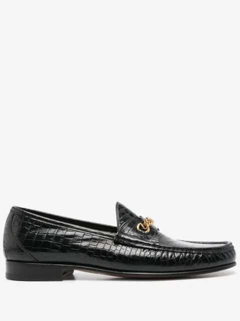 TOM FORD crocodile-effect leather loafers