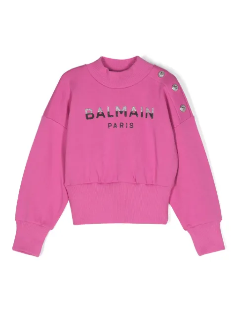 Balmain Kids 엠보스드 로고 스웨트셔츠