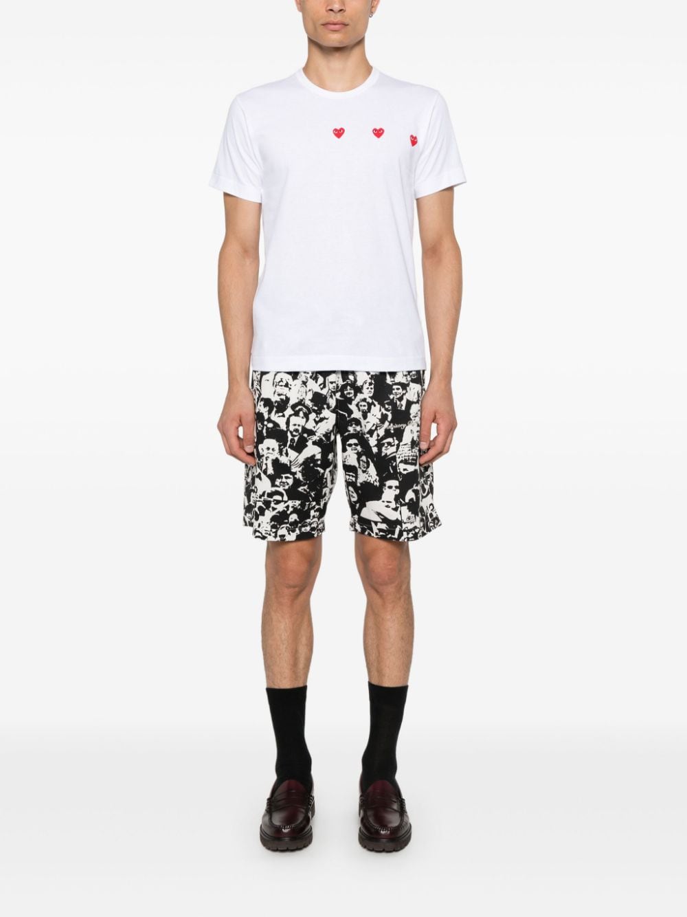 Comme Des Garçons Play Triple Hearts T-shirt - Wit