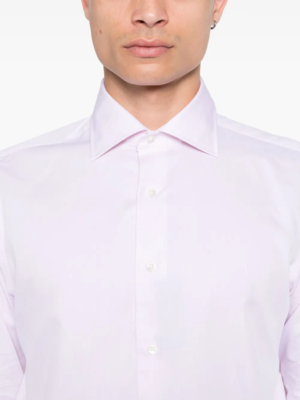 Canali Overhemd met jacquard Roze