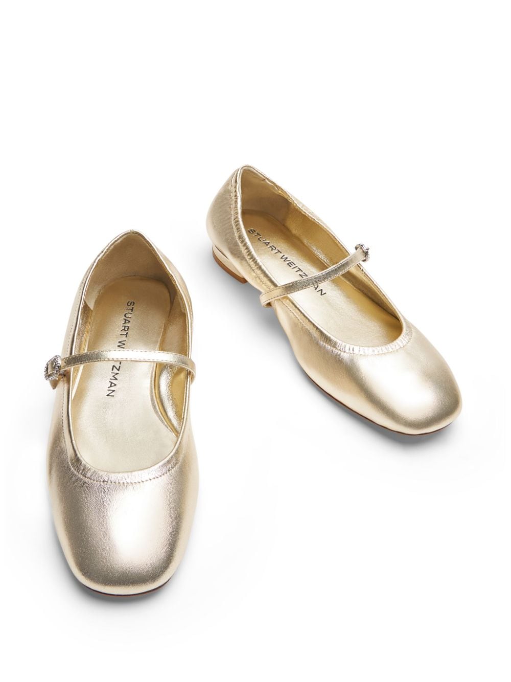 Stuart Weitzman Claris ballerina's verfraaid met kristallen Goud