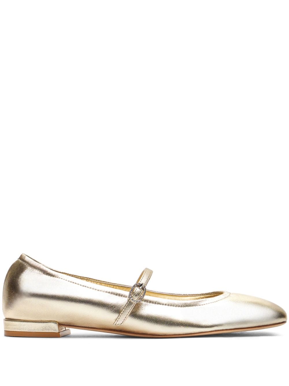 Stuart Weitzman Claris crystal-embellished leather ballerina shoes Gold