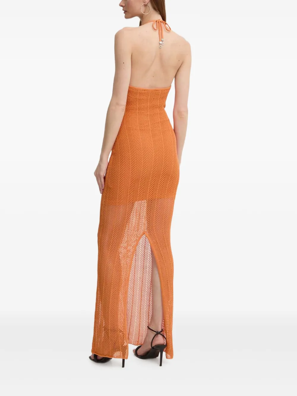 GUESS USA Maxi-jurk met halternek en chevron streep Oranje