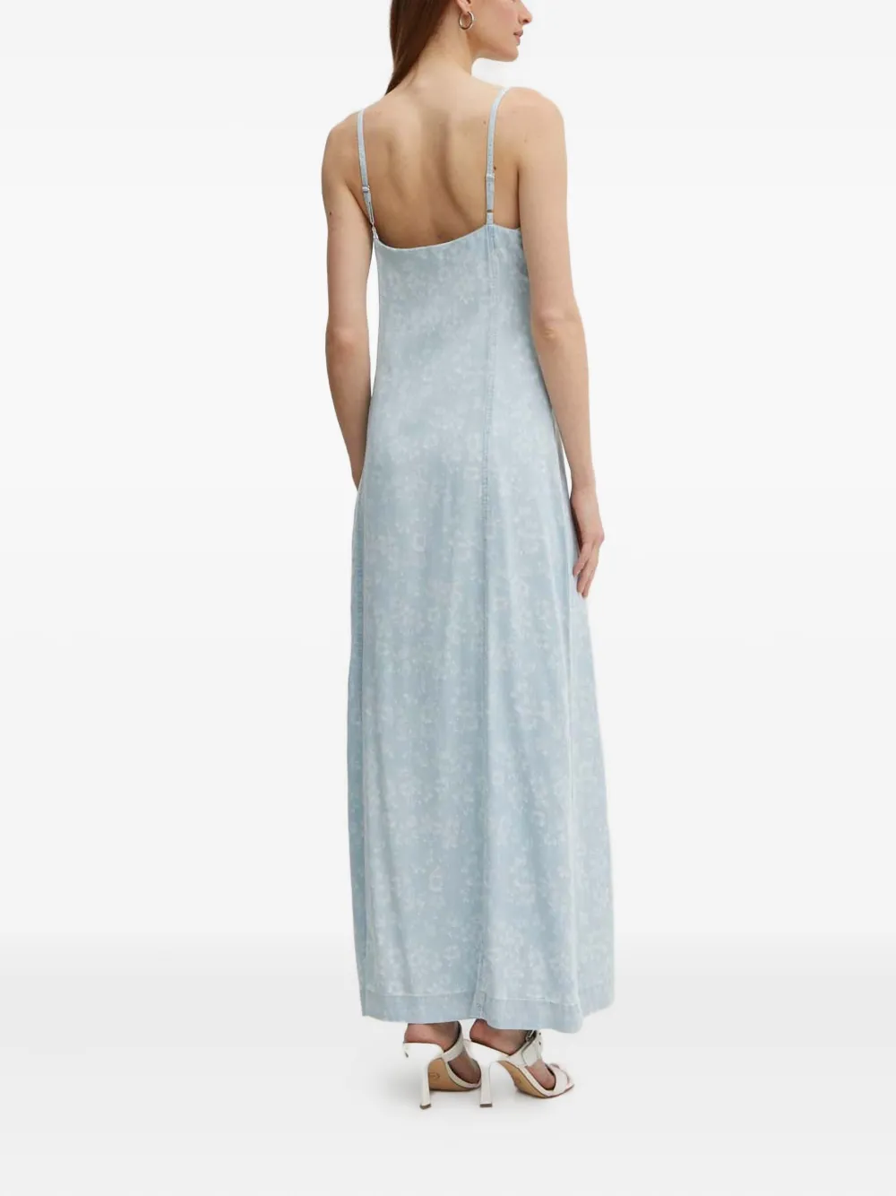 Guess Usa V-neck Denim Maxi Dress In Blue