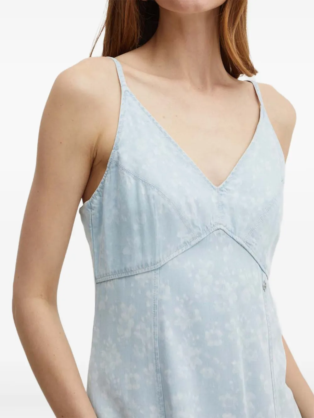 Guess Usa V-neck Denim Maxi Dress In Blue