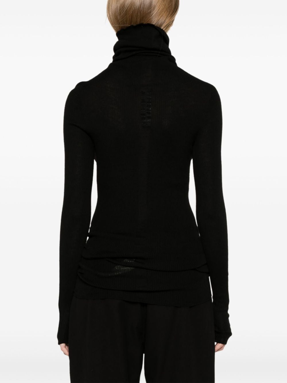 Shop Rick Owens Roll-neck Virgin Wool Top In Black