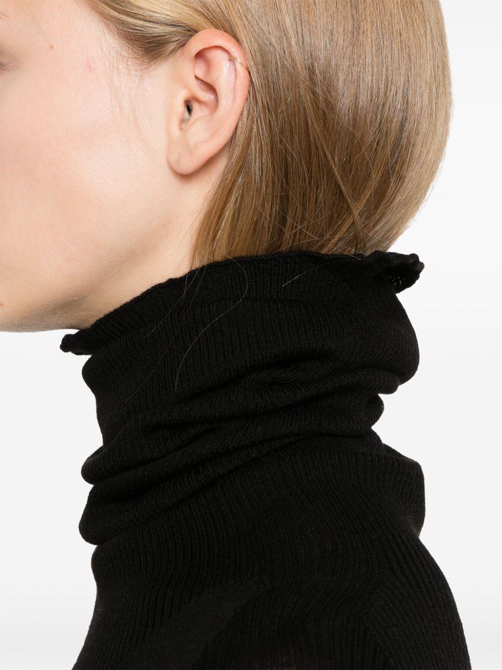 Shop Rick Owens Roll-neck Virgin Wool Top In Black