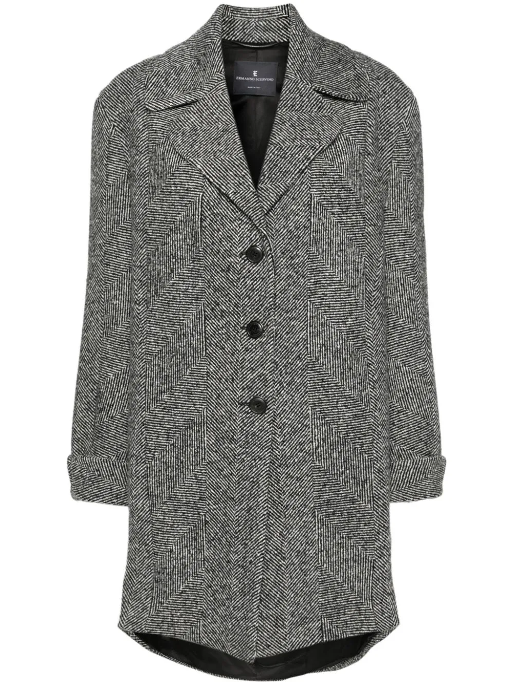 Ermanno Scervino Herringbone-pattern Coat In Black