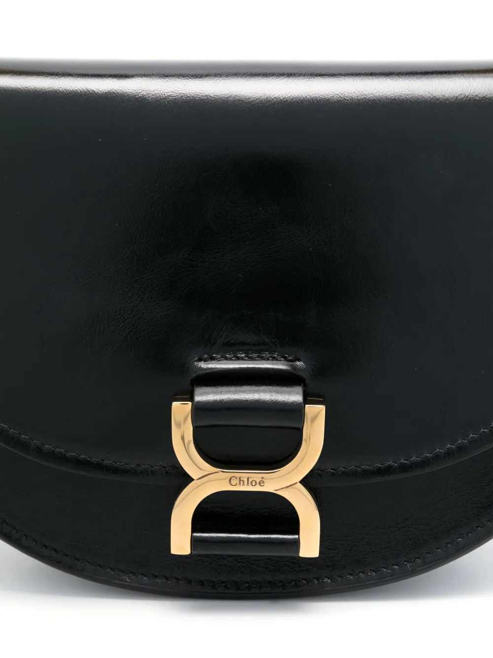 Chloé Marcie Flap Crossbody Bag In Shiny Calfskin In Black
