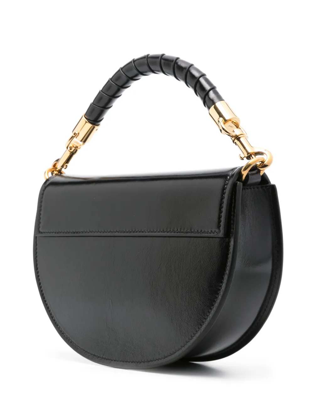 Chloé Marcie Flap Crossbody Bag In Shiny Calfskin In Black