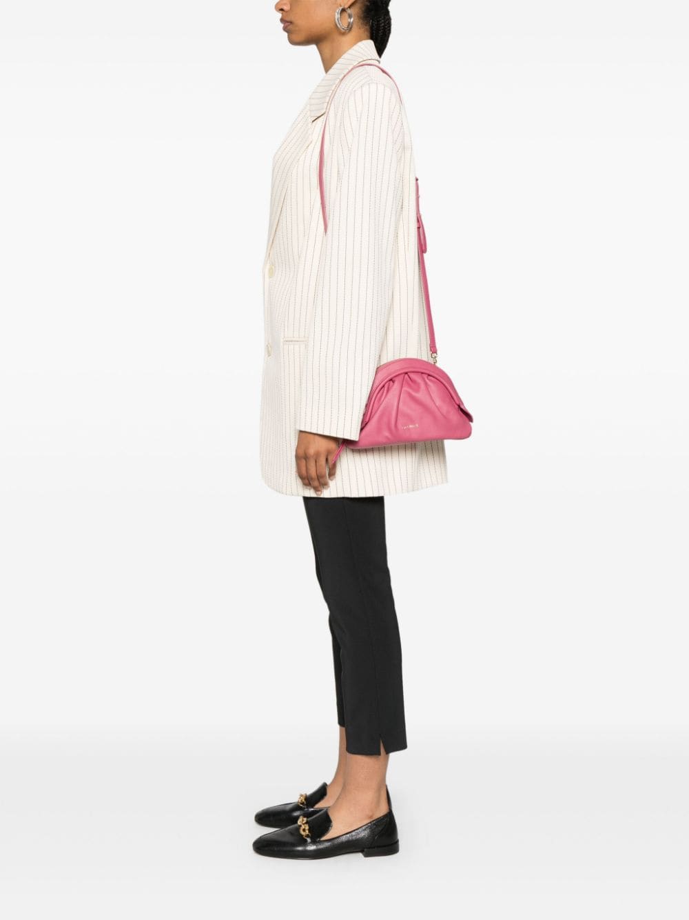 Shop Coccinelle Small Cheek Leather Clutch Bag In Pink