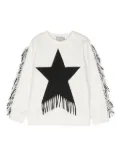 Stella McCartney Kids Fringed Star cotton sweatshirt - White